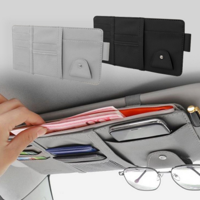 아리보미 차량 썬바이저 수납 포켓 카드 썬글라스, 그레이, 1개