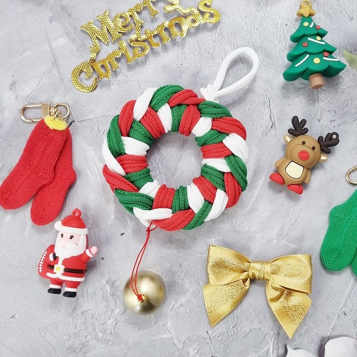 업사이클링 크리스마스 양말목 도어벨 KIT, 선택1크리스마스3색 도어벨1개세트, 1개