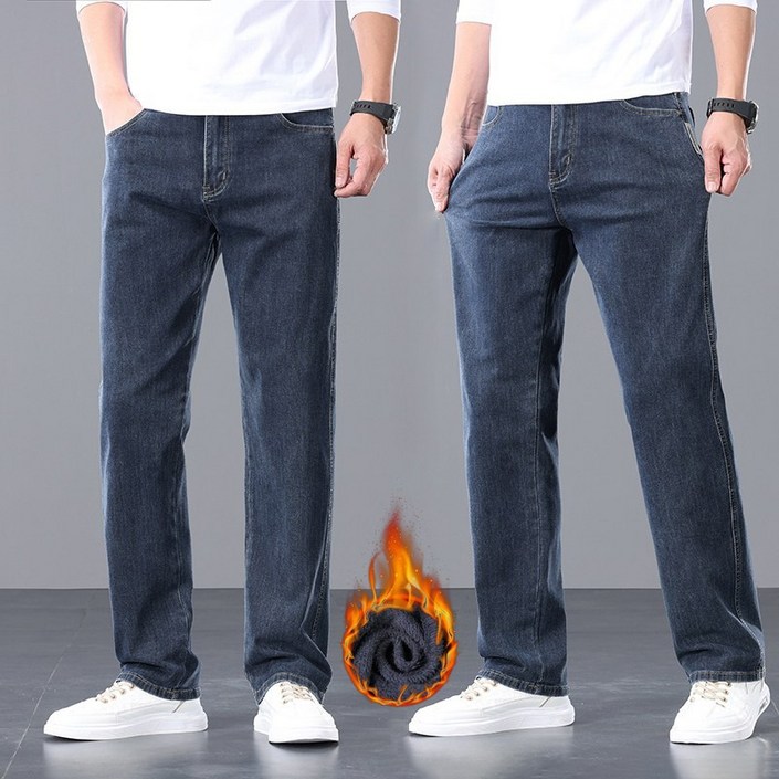 wassup 남자청바지 겨울 스판청바지 품질 와이드 일자 남자바지 사계절 핏과 기모 핏 팬츠