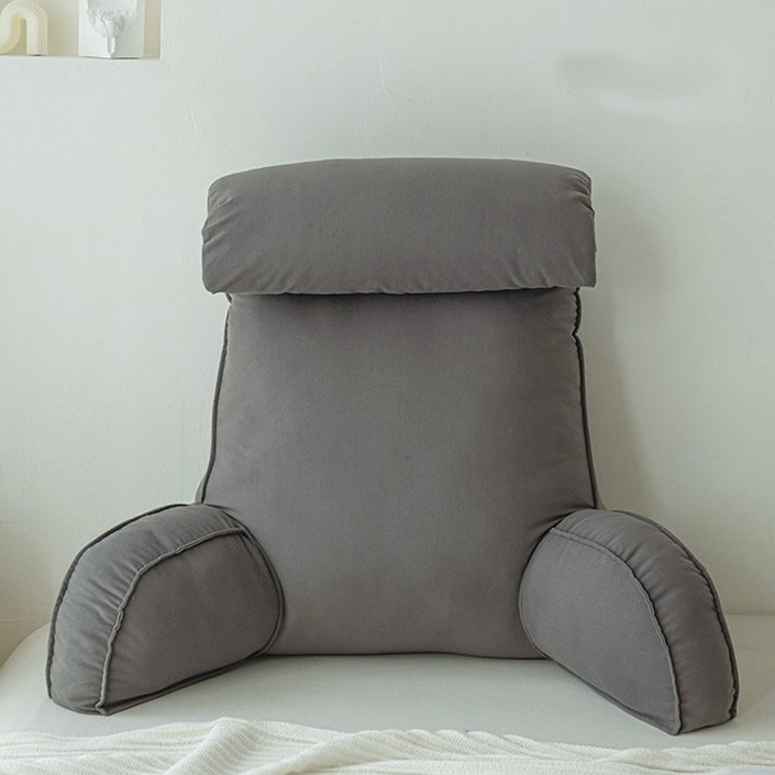 Rmeet 침대 쿠션 침대 쿠션 등쿠션 허리받이 쿠션 소파 등받이 쿠션 허리 경추 등받이 쿠션, 머쉬룸 그레이