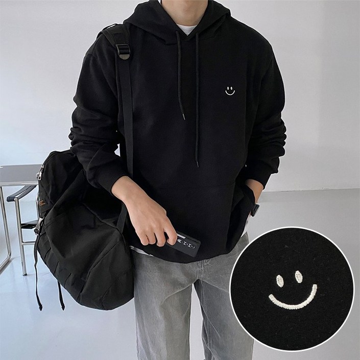 꼰스 벌룬핏 자수 데일리 오버핏 후드티 꼰스 벌룬핏 자수 데일리 오버핏 후드티