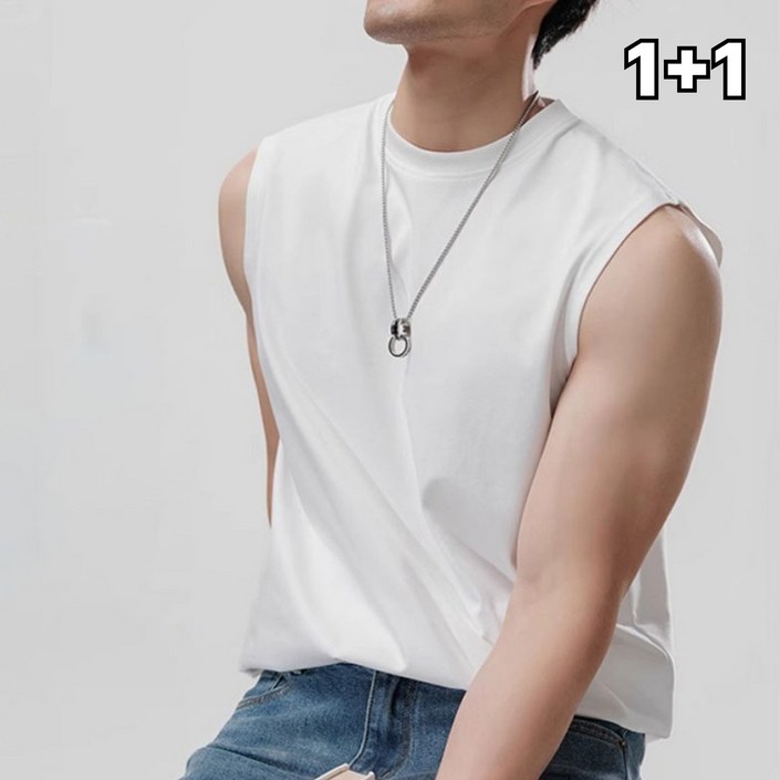 글리멜로 남자 코튼 쿨링 속건 민소매 티셔츠 남성 나시티 2장