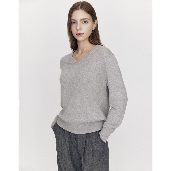 지오다노NEW 여자 캐시블랜드 브이넥 긴팔 니트 스웨터 05355913