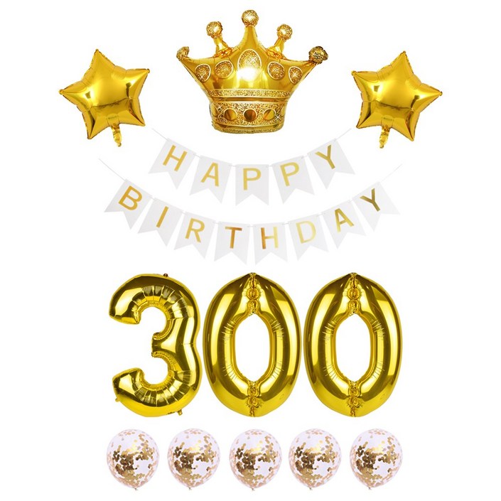 생일 가랜드 대형 숫자풍선 생일파티 화이트 세트 리본 왕관 하트 스타 은박풍선 파티용품 [에브리띵스마일] 1223, 1세트, 화이트 300