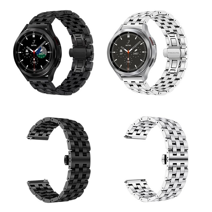 SMR920R910R9005 갤럭시워치5 40 44 프로45MM 고급 클래식 메탈 시계줄 스트랩 밴드, 블랙
