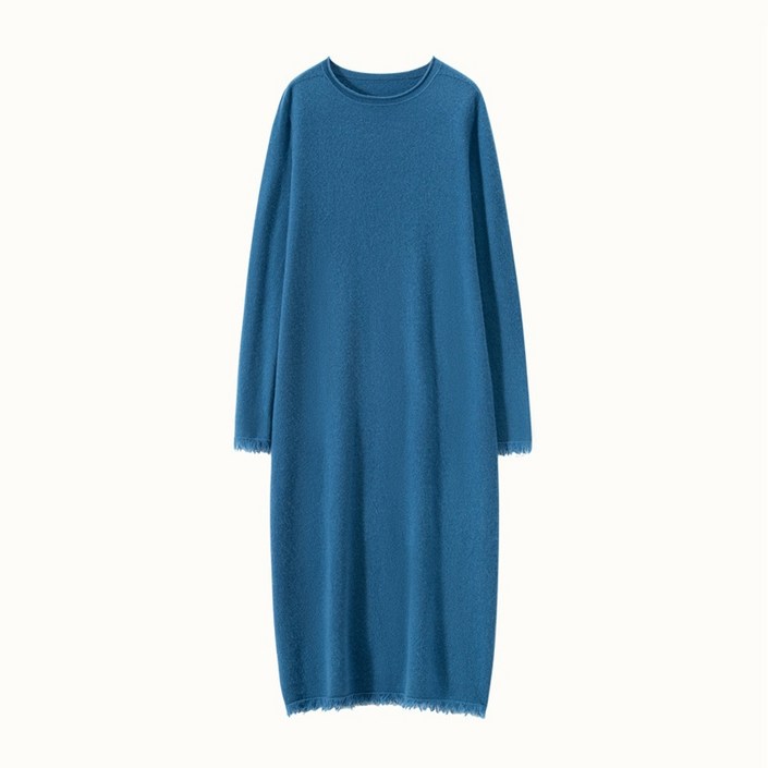 MOMON 25년 신상 명품 가을 겨울 여성용 캐시미어 울 니트 롱  원피스 루즈핏 유럽감성