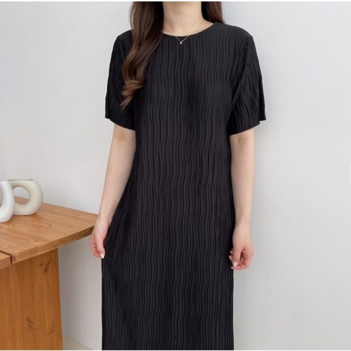 바이엘르 주름 쭈글이 플리츠 루즈핏 여름 롱 원피스