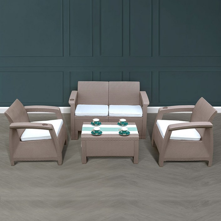 케이가든 라탄의자 야외테이블세트 야외테이블 보르도 4인세트