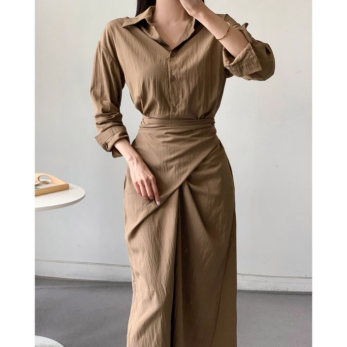 [마켓제이MARKETJ] 셔츠 바스락 크로스랩원피스(4col)