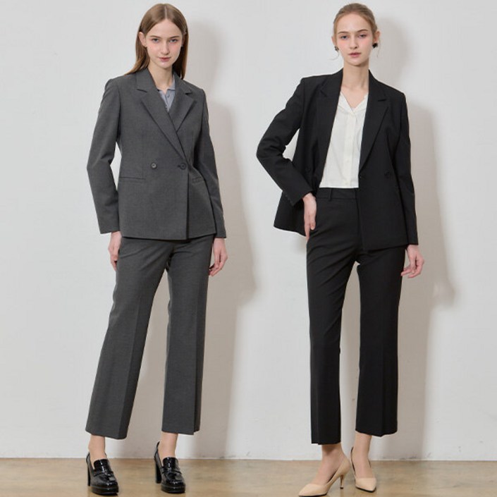 리스트 2SET 리스트LIST  미니멀 더블 버튼 재킷부츠컷 셋업 팬츠 2종세트 택가격 566000원