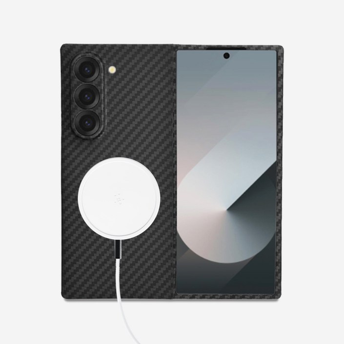 갤럭시 Z폴드6 아라미드 리얼카본 케이스, 1개, 검정