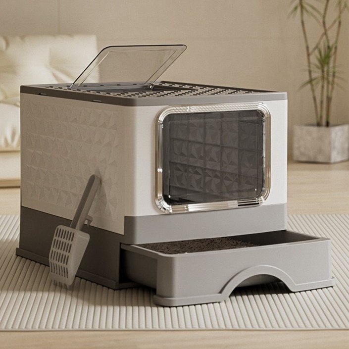 Star Fun고양이후드형화장실대형 항균, 1개, 회백색