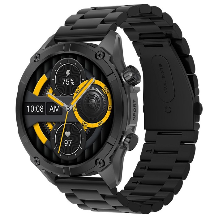 와피크 아웃도어 블루투스 스마트워치 Y7 1.43인치 GPS 방수방진 스포츠워치, GPS  블루투스, 3.9cm, 그래파이트