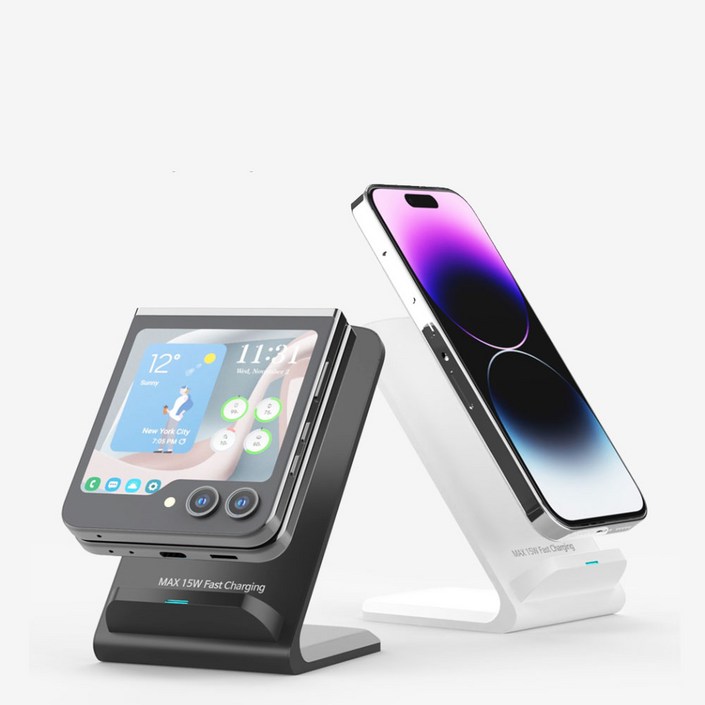 UBWZ 스마트폰 무선 충전거치대 고속 핸드폰 충전기 듀얼코일 15W, 1개, 흰색케이블불포함