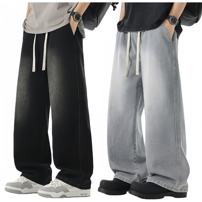 BDICOOL 남성 데님 팬츠 11 청바지 세미 와이드 기모 밴딩 롱 데님 일자 팬츠 BK113