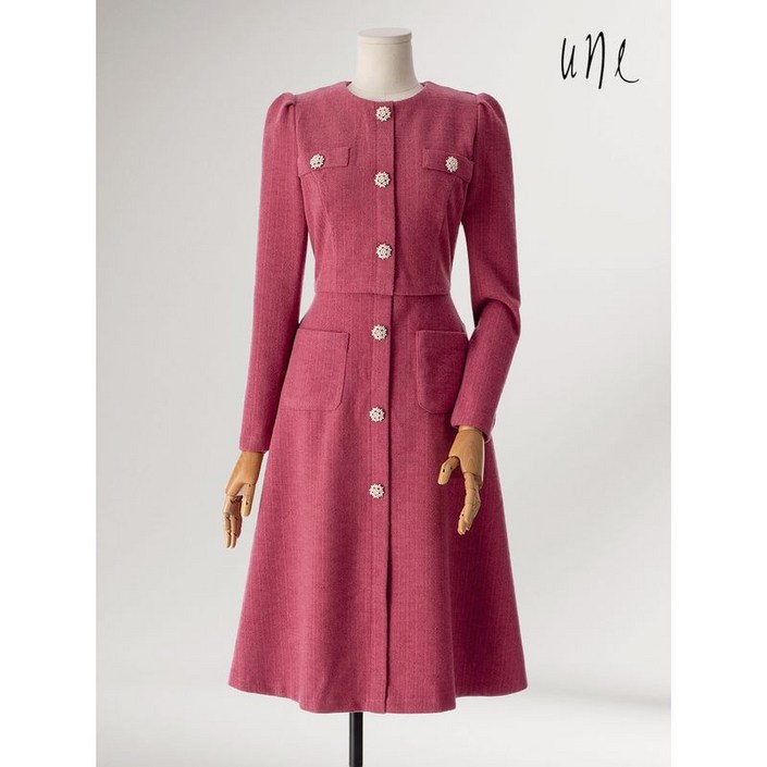 윈 UNE럭셔리버튼 울블렌드원피스