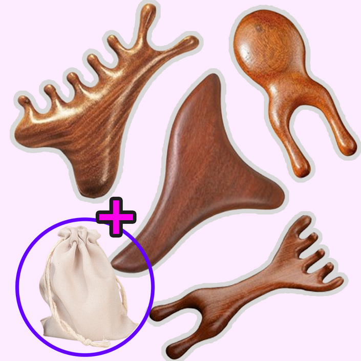 leoq 나무 얼굴 두피 발바닥 경락 괄사 마사지기 괄사빗