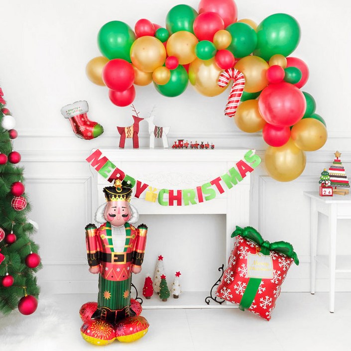 파티팡 M013 크리스마스 파티 장식세트 메리 클라우드 호두까기 병정 성탄절 파티풍선, 1개