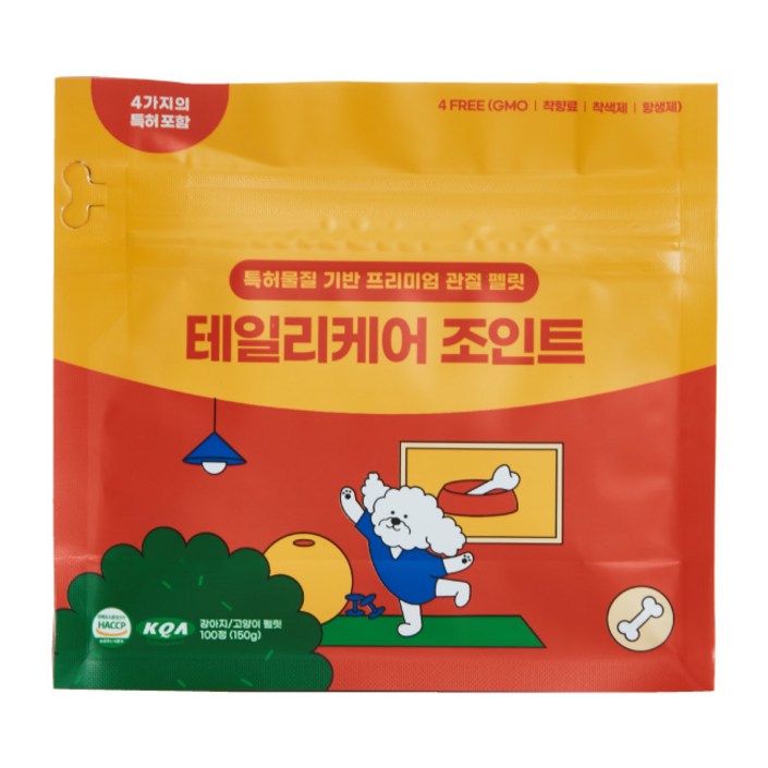 테일리케어 조인트 150g 애견 노령견 전연령 슬개골 탈구 관절염 강아지 관절 영양제, 100정, 뼈관절강화, 3개