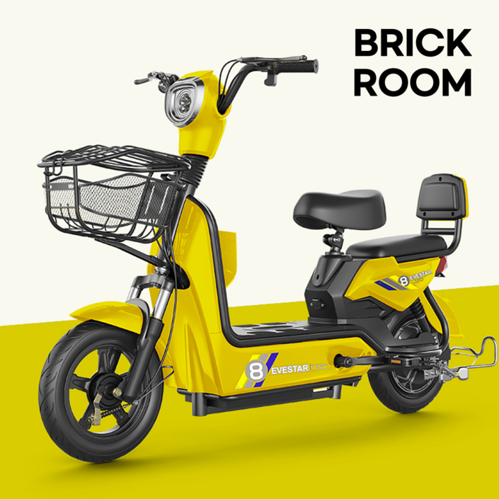 BRICKROOM 3세대 전기 스쿠터 자토바이 전동 출퇴근 팻바이크 2인용 자전거 배터리 분리형, 핑크, 12A리튬65km