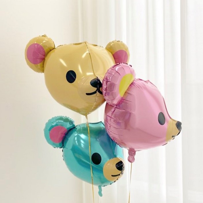 레인보우칩스 곰 3종 생일풍선 파티풍선 생일 파티 용품, 리락쿠마3종(골드+블루+핑크)