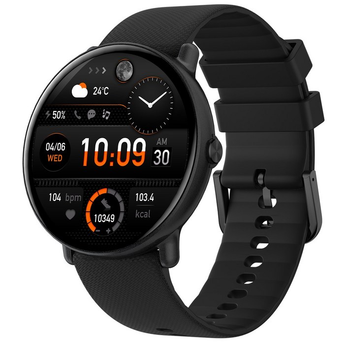 와피크 통화가능 스마트워치 Y6 1.43인치 AMOLED 대화면 한글지원, GPS  블루투스, 3.6cm, 블랙