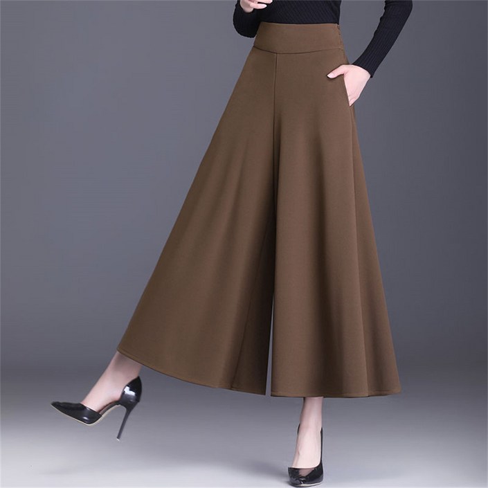 besteffie 여성용 가을 겨울 하이웨이스트 와이드 롱 스커트 팬츠 우아한 디자인 빅사이즈 고급스러운 여자 치마 바지 Q55