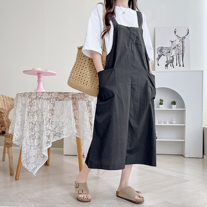 바스락 멜빵 여름 뷔스티에 롱 원피스 5577반