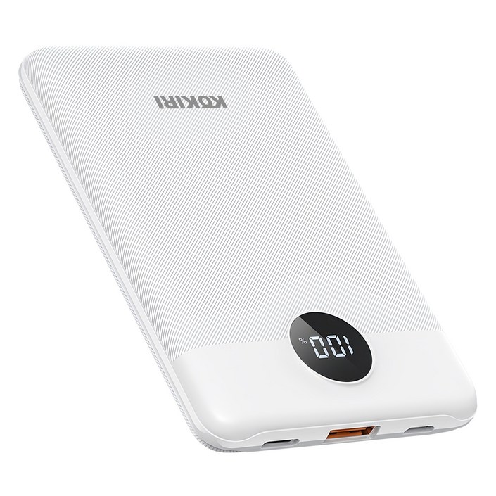 코끼리 고속충전 미니 LCD 잔량표시 PD 22.5W 보조배터리 10000mAh, 화이트, KPBRM10P1A1