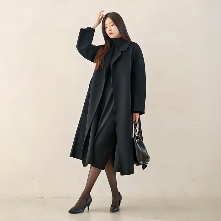 여성 핸드메이드 코트 울100 지블링 겨울 롱코트 레츠 지블링