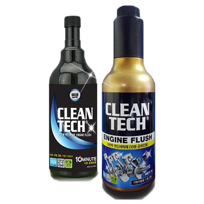 크린텍 엔진세척제 500ml, 1L 대림기업 엔진스케일링, 침전물제거 환경친화적제품 연비향상 가솔린 경유 LPG 겸용 엔진출력향상 매면감소 유해가스 감소 연료소모감소 엔진내부세척, 1개, 디젤경유
