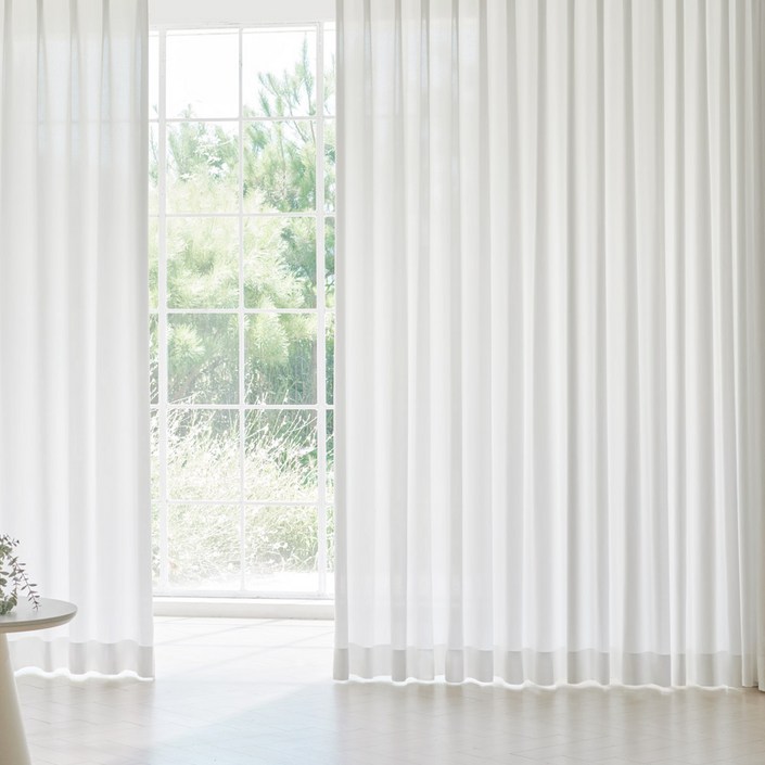 프라이버시 형상기억 비침없는 호텔식 나비주름 쉬폰 커튼 2p