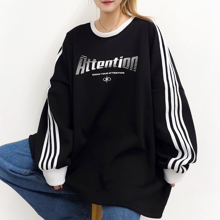 면기모선택, 5XL 어텐션 트랙 맨투맨 5599까지 2COLOR 국내생산 빅사이즈 오버사이즈 루즈핏 남여공용 홈웨어 박스맨투맨