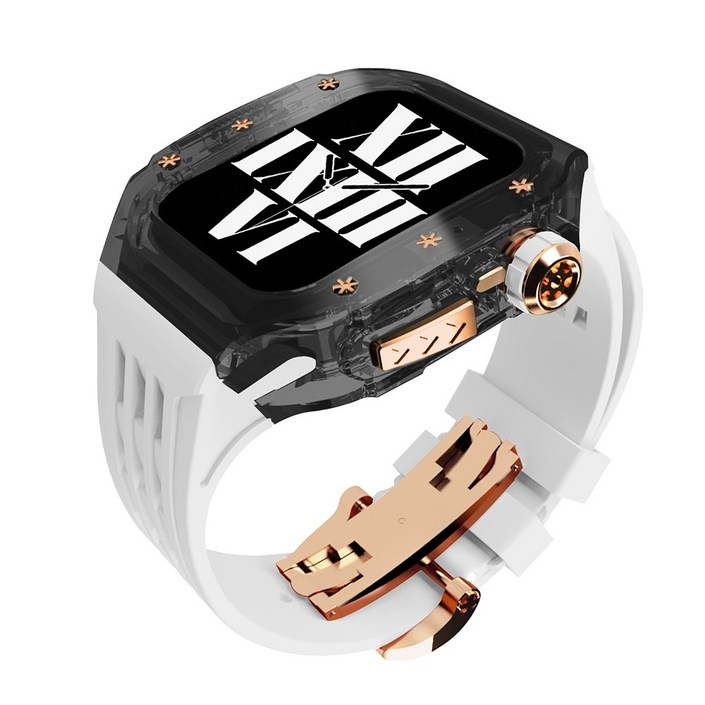 다비드 애플워치용 호환 플립형 일체형 스트랩 9 8 7 se 울트라 호환, 07.투명케이스로즈투명스트랩, 1개