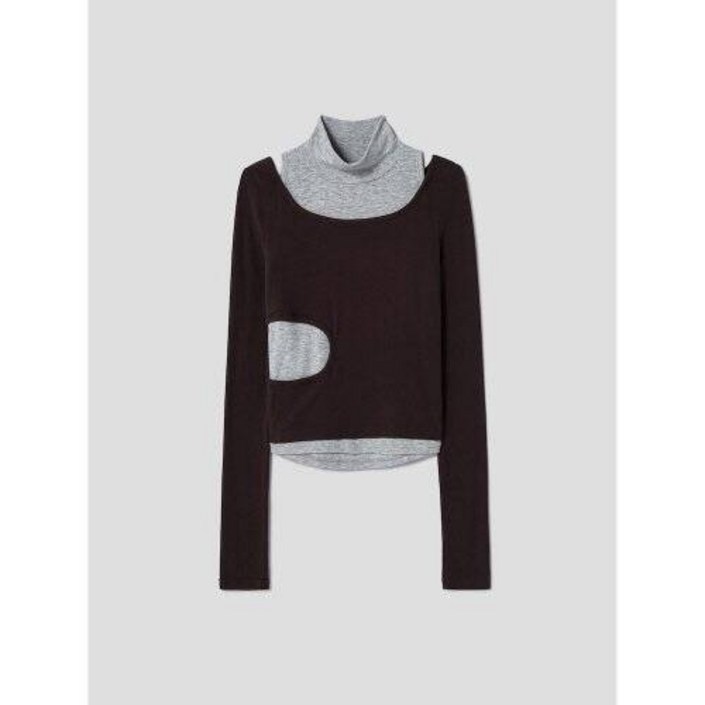 에잇세컨즈 8SECONDS 컷아웃 레이어드 티셔츠 브라운 354141MQ3D JHY929 ONR987