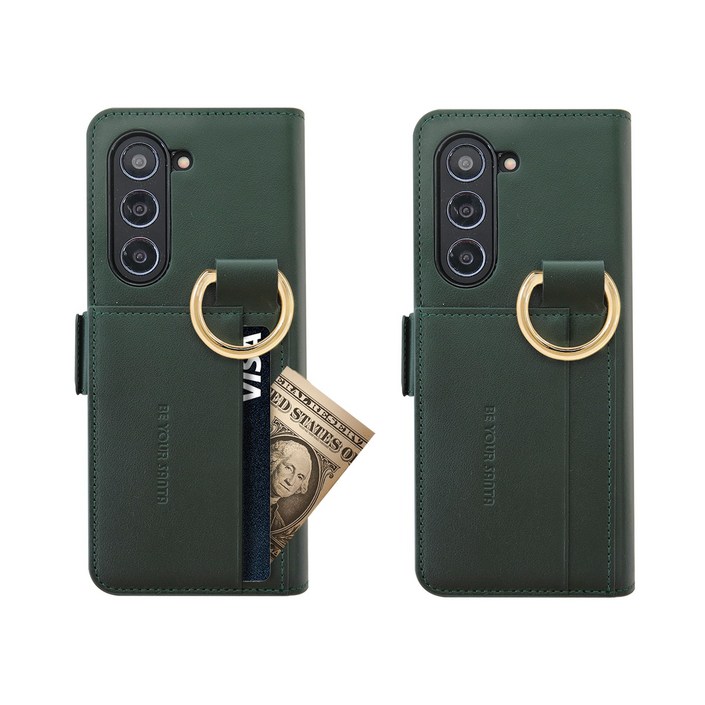 비유어산타 유해 전자파 차단 이태리 가죽 갤럭시 Z폴드5 케이스 링 핑거 카드수납 가디언