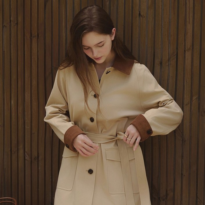 잇미샤 25 코듀로이 배색 하프 트렌치 ITP9ZBY700 2329959