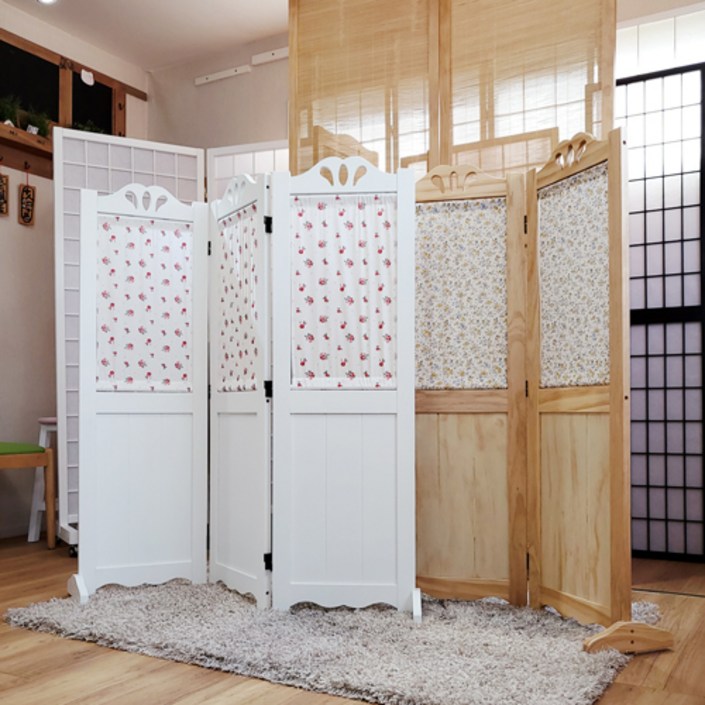 [높이 130cm]플라워 패널 미니 천연 소나무 원목 파티션 작은 가림막 낮은 가벽