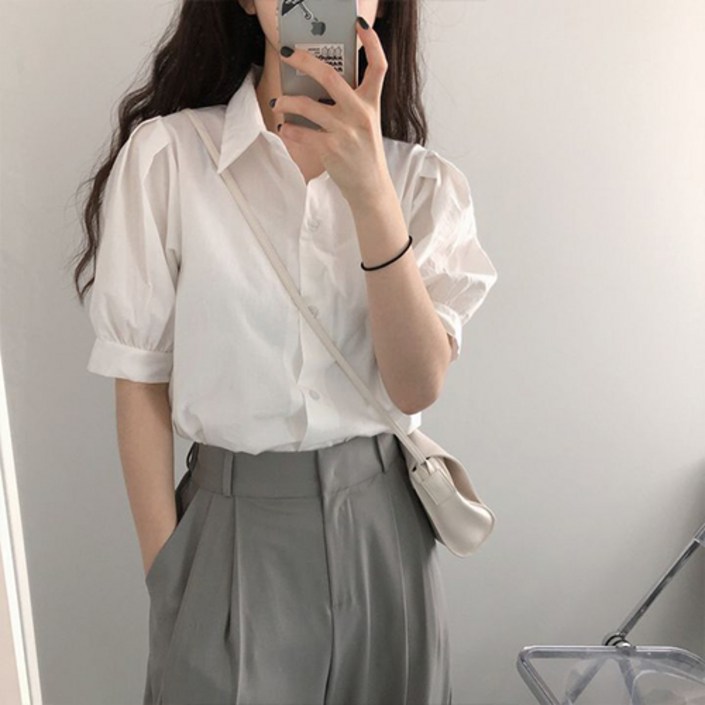 러블로이 여성 퍼프 소매 셔츠