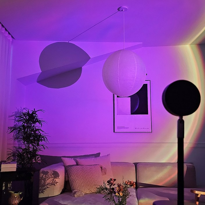 16색 샤인램 선셋 led 침실 스탠드 노을 석양 인테리어 조명 무드등, 혼합색상