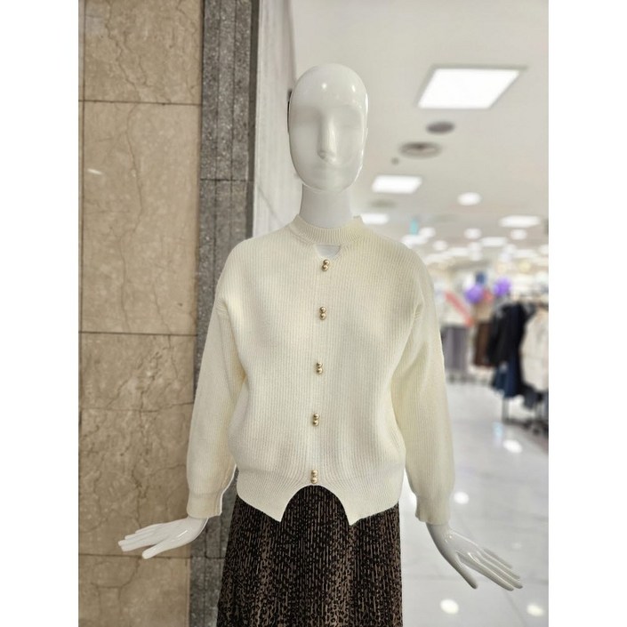 밸리걸 슬릿 골드버튼 골지 니트 809050