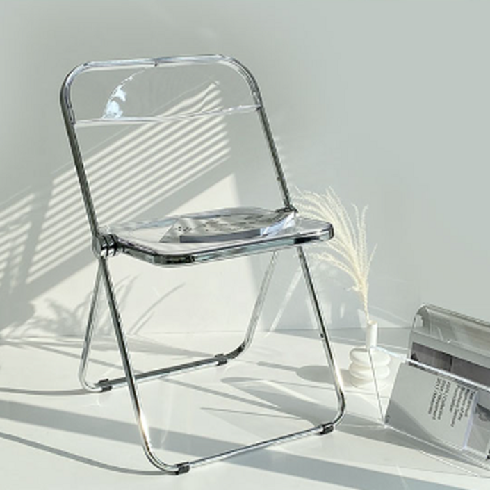 오브민 아크릴 투명 접이식 의자, 투명, 1개 20240108