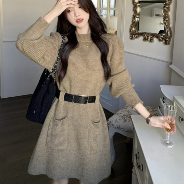 키작녀 니트 원피스 키작은여자 가을 겨울 원피스