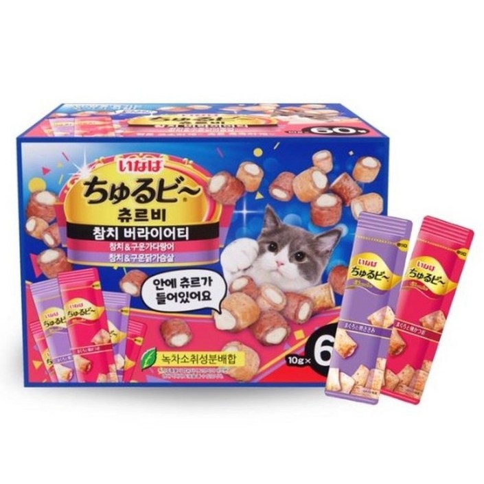 이나바 츄르비 버라이어티 고양이 간식 10스틱, 참치구운가다랑어, 10g, 10개 이나바 츄르비 버라이어티 고양이 간식 10스틱, 참치구운가다랑어, 10g, 10개