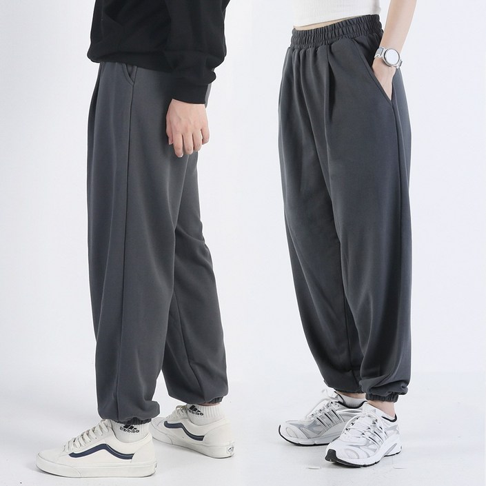 아우라큐 원턱 와이드밴딩조거팬츠 기모 쭈리 밴딩팬츠 소세지바지 빅사이즈 남여공용