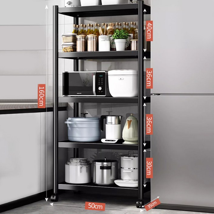 다용도 이동식 선반 튼튼한 철제 수납 선반 주방수납장 진열장 렌지대