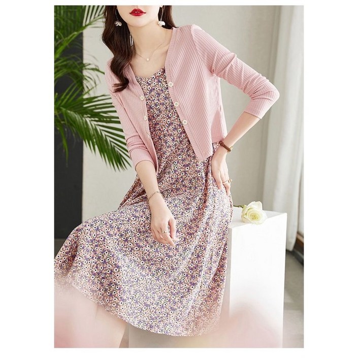 보그핏 너군원피스세트 / 여성 캐주얼 셋업 원피스 가디건 2종