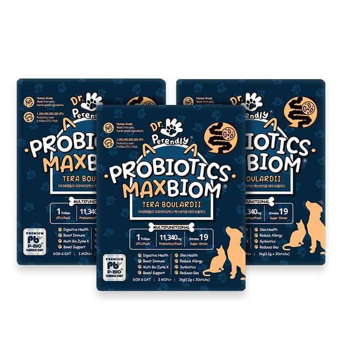 닥터페렌들리 프로바이오틱스 맥스바이옴 테라 보울라디 강아지 고양이 유산균, 3개, 장건강유산균, 30회분