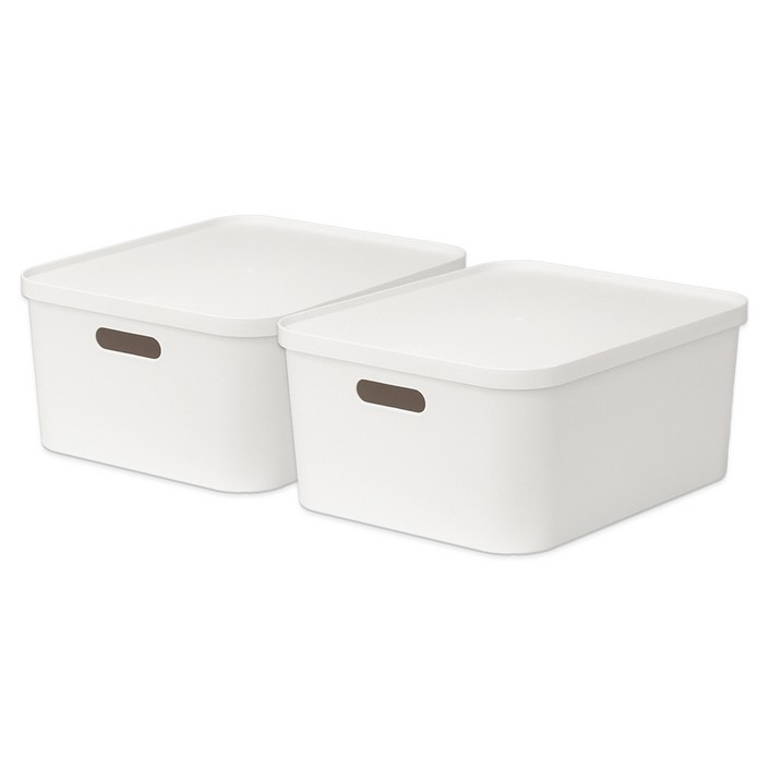 아임홈리빙 국내 제조 더채움 손잡이 팬트리 수납함, 화이트, 2개