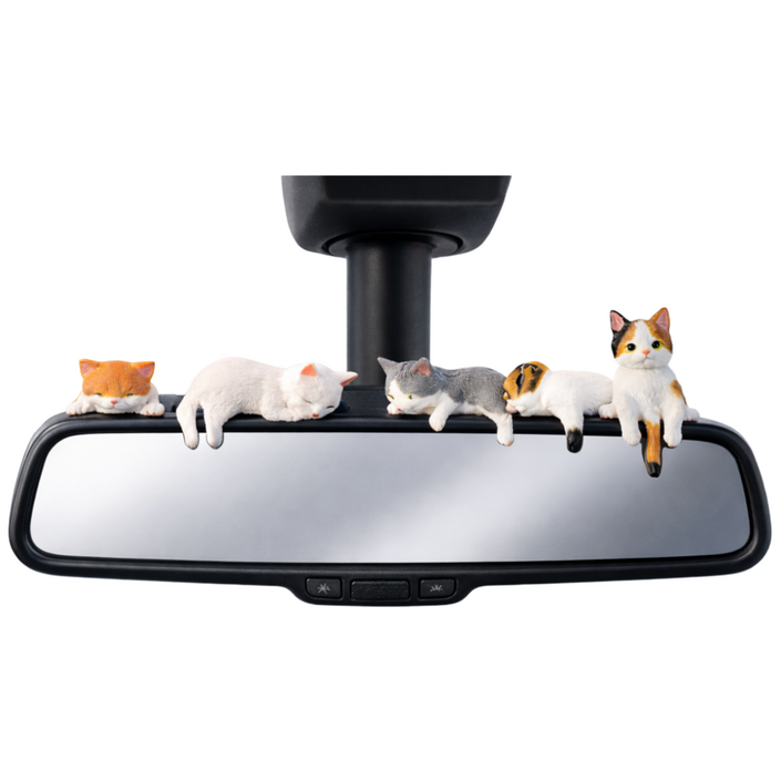 린텔라 차량용 고양이 피규어 5종 대시보드 룸밀러 인테리어 장식 소품, 1개, 혼합